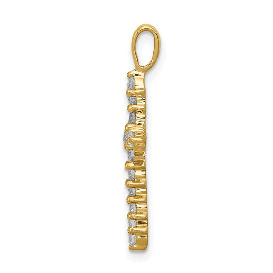 14K Yellow/White Gold 1/2 Carat All Diamond Cross Pendant