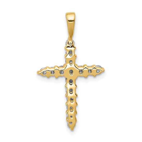 14K Yellow/White Gold 1/2 Carat All Diamond Cross Pendant