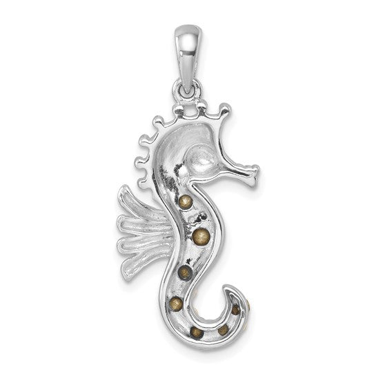 Sterling Silver Multicolored Crystal Sea Horse Pendant