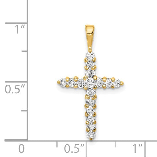 14K Yellow/White Gold 1/2 Carat All Diamond Cross Pendant