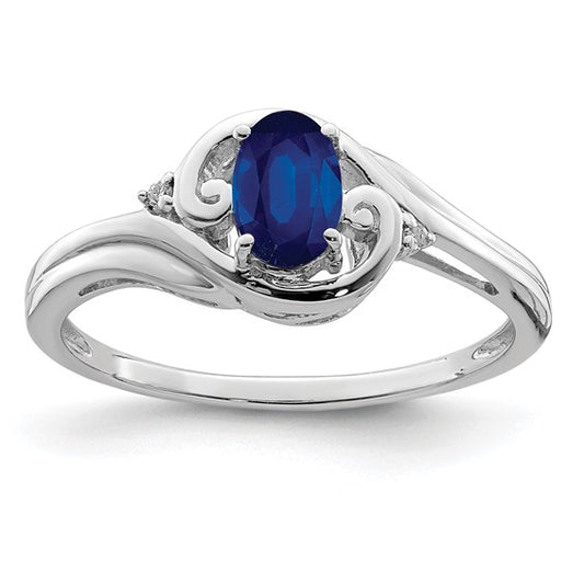 Sterling Silver Oval Natural Sapphire Round Ring