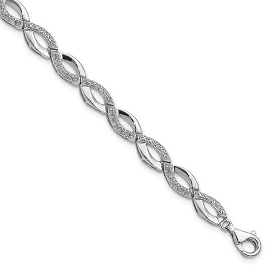 White Gold Filled Sterling Silver Loo[p Diamond Bracelet
