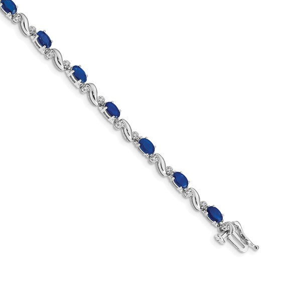 14K Yellow Gold White Gold Natural Sapphire Diamond Curve Bracelet