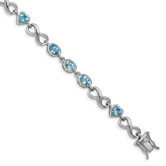 White Gold Filled Sterling Silver Bezel Natural 6 Carat Blue Topaz