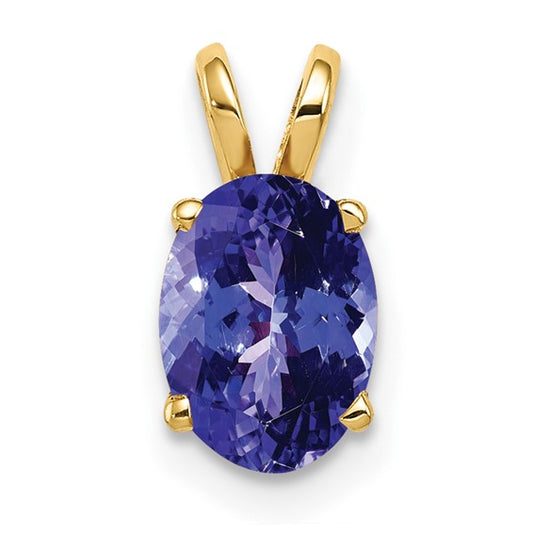14K Yellow Gold Oval Cut Natural Tanzanite Pendant