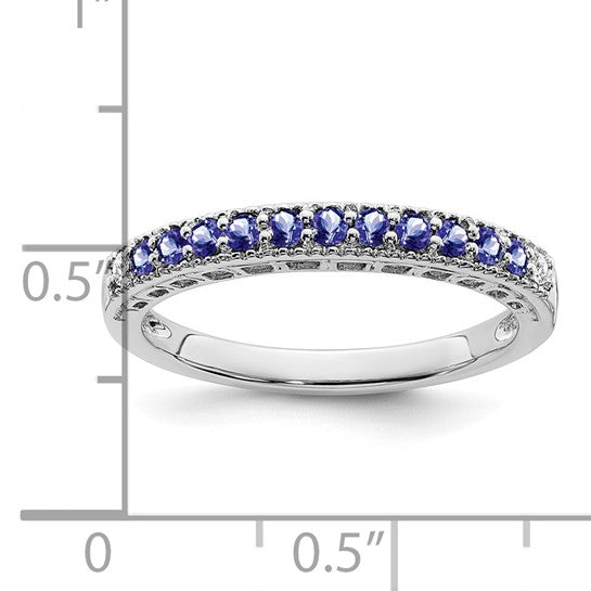 14K White Gold .25 Carat Tanzanite & Diamond Band Ring