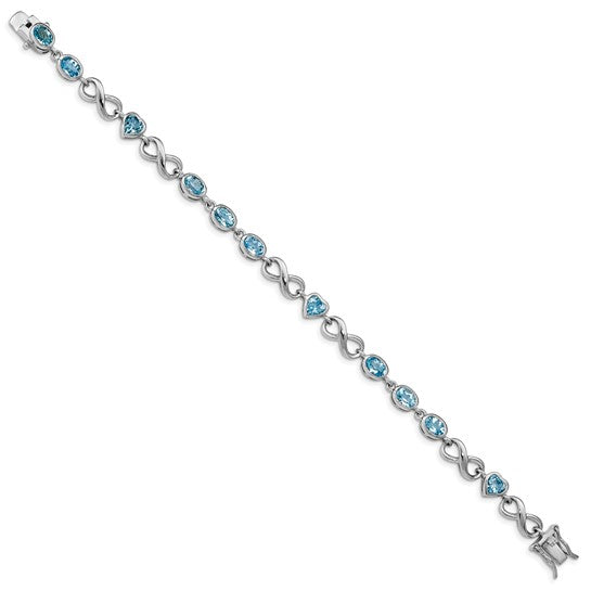 White Gold Filled Sterling Silver Bezel Natural 6 Carat Blue Topaz