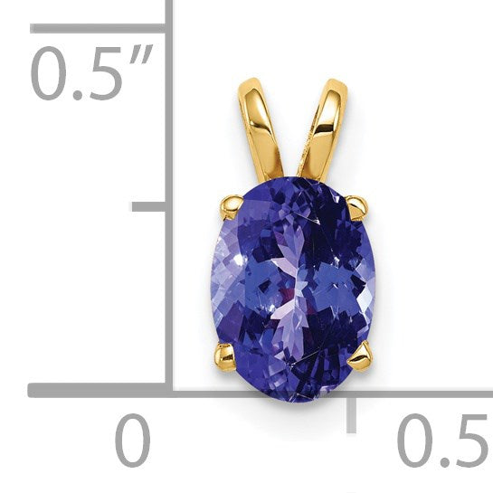 14K Yellow Gold Oval Cut Natural Tanzanite Pendant