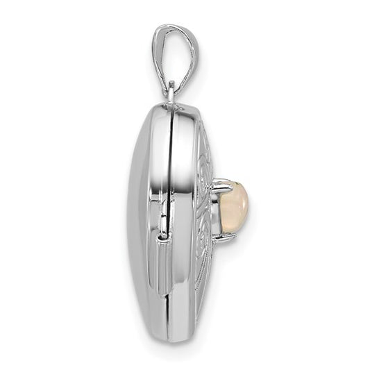 Sterling Silver Lab Created Opal 18mm Locket Pendant