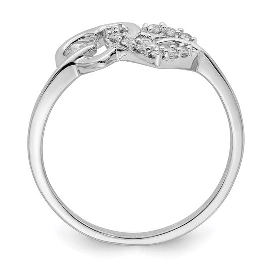 White Gold Filled Sterling Silver Double Diamond Heart Ring 1/8ct.