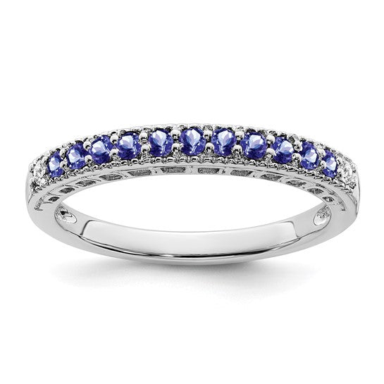 14K White Gold .25 Carat Tanzanite & Diamond Band Ring