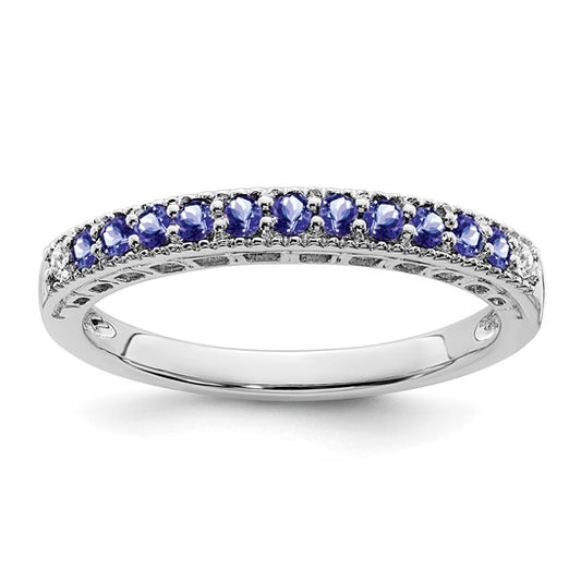 14K White Gold .25 Carat Tanzanite & Diamond Band Ring