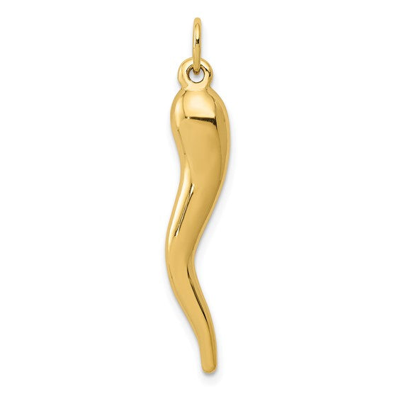 10K/14K Yellow/White Gold Large Italian Horn Pendant