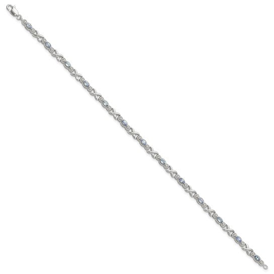 White Gold Filled Sterling Silver Natural Tanzanite x's Bracelet