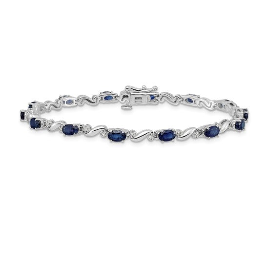 14K Yellow Gold White Gold Natural Sapphire Diamond Curve Bracelet