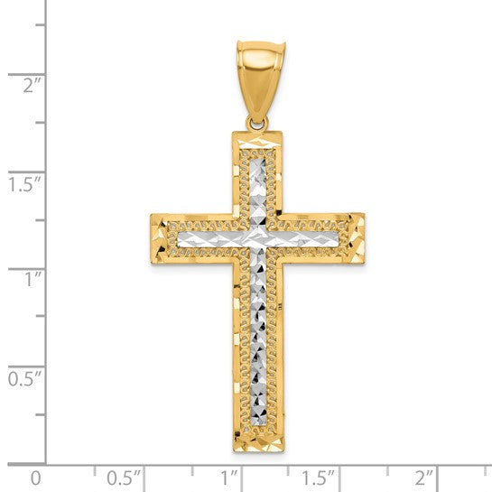 Two Tone Large Latin Cross 10K Gold