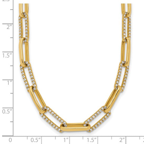14K Yellow Gold 3.69 Carat Diamond Pave Style Paperclip Chain