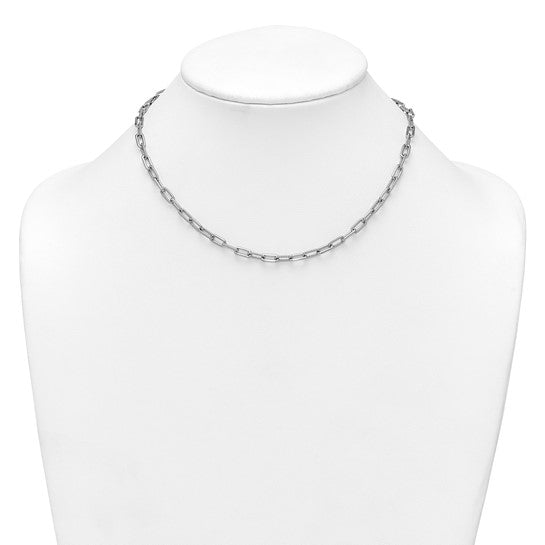 White Gold Filled Sterling Silver Rope Textured Paperclip Chain