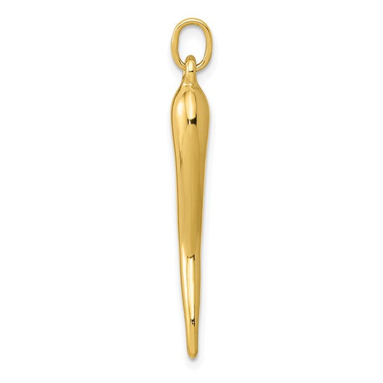 10K/14K Yellow/White Gold Large Italian Horn Pendant