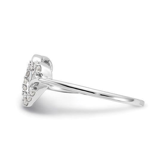 White Gold Filled Sterling Silver Double Diamond Heart Ring 1/8ct.