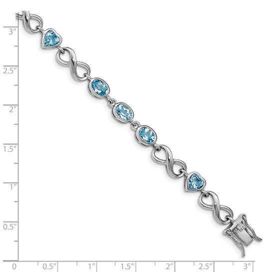 White Gold Filled Sterling Silver Bezel Natural 6 Carat Blue Topaz