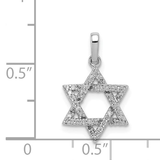 14K White Gold Star Of David 1/8 Diamond Ct Pendant