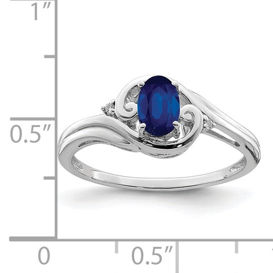 Sterling Silver Oval Natural Sapphire Round Ring