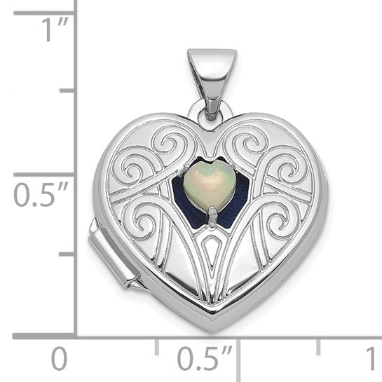 Sterling Silver Lab Created Opal 18mm Locket Pendant