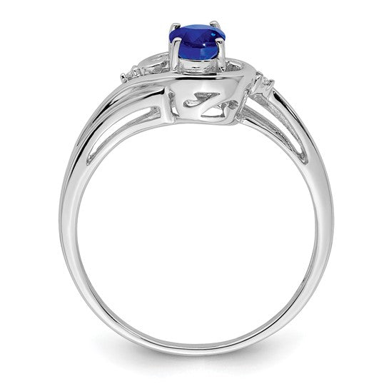 Sterling Silver Oval Natural Sapphire Round Ring