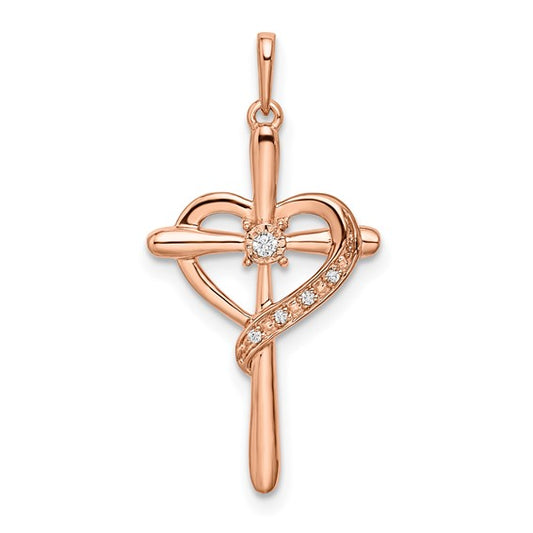 10K Rose Gold Diamond Accent Cross