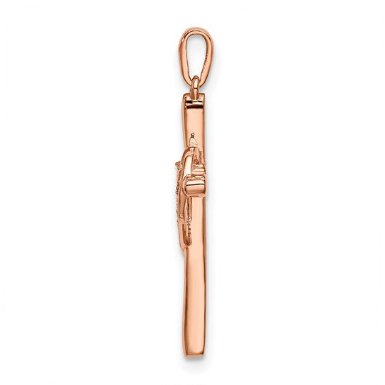 10K Rose Gold Diamond Accent Cross