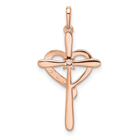 10K Rose Gold Diamond Accent Cross