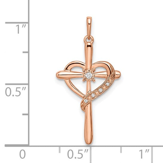 10K Rose Gold Diamond Accent Cross