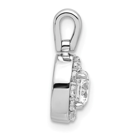 14K White Gold 1 Carat Lab Grown Round Halo Diamond Pendant