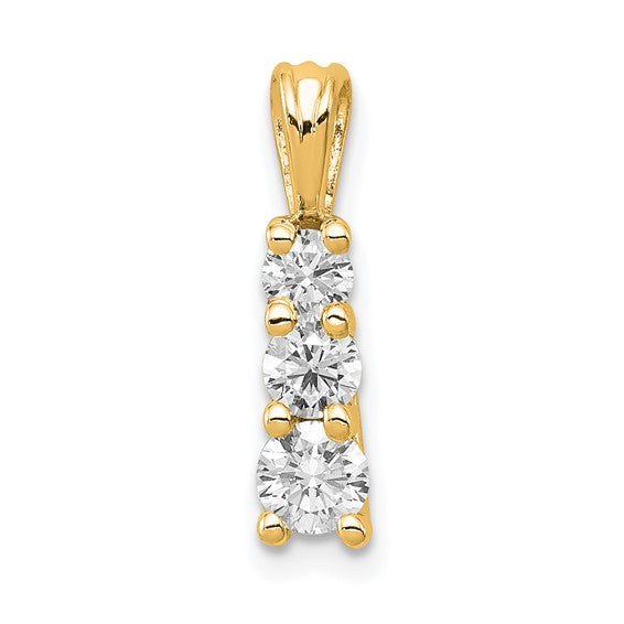 14K White/Yellow Gold 1/2 Carat Lab Grown Diamond 3 Stone Pendant