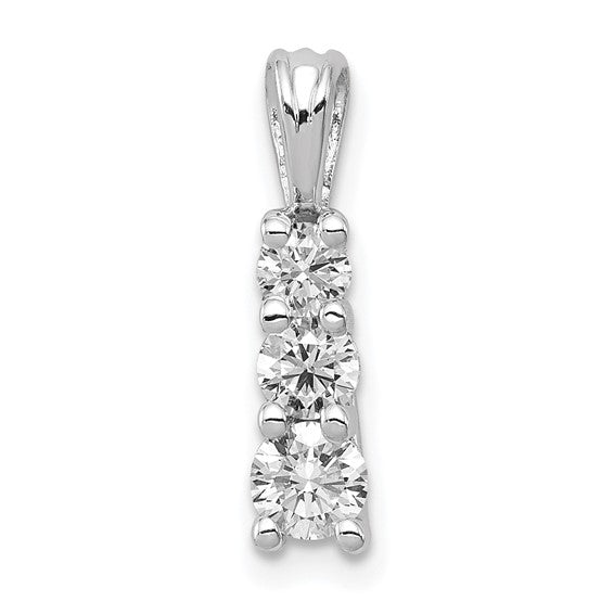 14K White/Yellow Gold 1/2 Carat Lab Grown Diamond 3 Stone Pendant