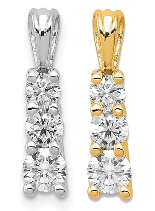 14K White/Yellow Gold 1/2 Carat Lab Grown Diamond 3 Stone Pendant