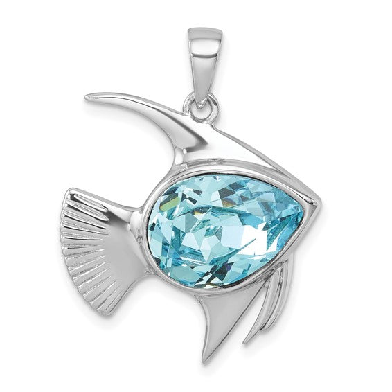 Sterling Silver Crystal Angel Fish Pendant