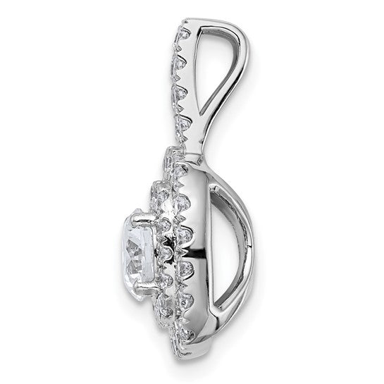 14K White Gold 1 1/2 Carat Lab Grown Diamond Double Halo Pendant