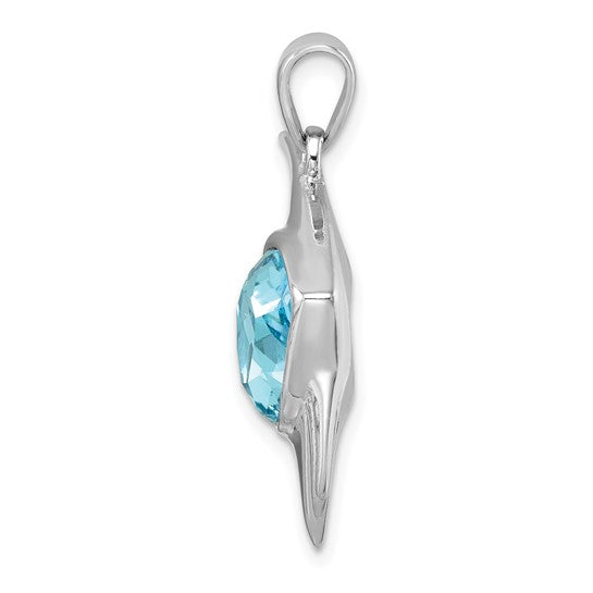 Sterling Silver Crystal Angel Fish Pendant