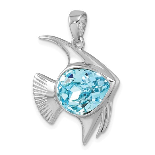 Sterling Silver Crystal Angel Fish Pendant
