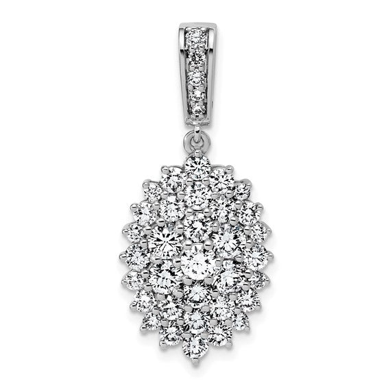14K White Gold 2 1/2 Carat Lab Grown Diamond Cluster Pendant