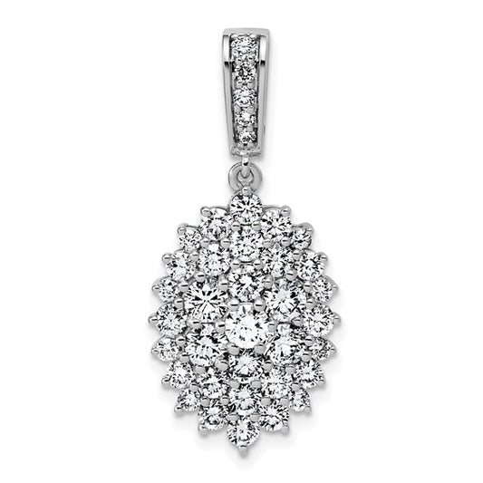 14K White Gold 2 1/2 Carat Lab Grown Diamond Cluster Pendant