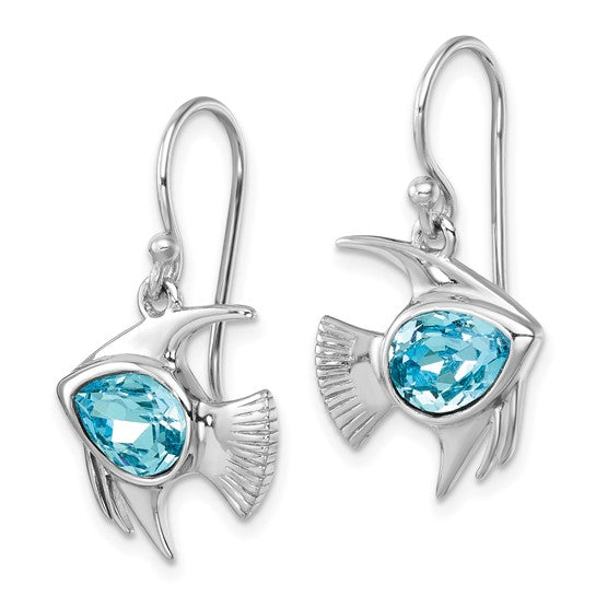 Sterling Silver Crystal Angel Fish Dangle Earrings