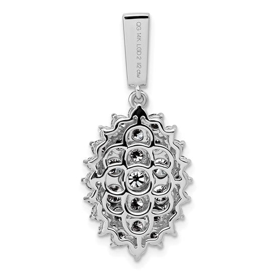 14K White Gold 2 1/2 Carat Lab Grown Diamond Cluster Pendant