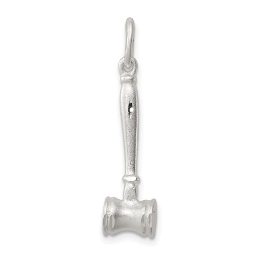 Sterling Silver Judge Court 3D Gavel Charm