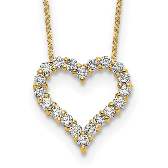 14K White/Yellow Gold 1 Carat Diamond Heart And Necklace Set