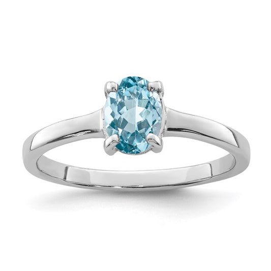 White Gold Filled Sterling Silver 2 Carat Oval Blue Topaz Ring