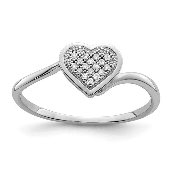 White Gold Filled Sterling Silver Cluster Heart Ring