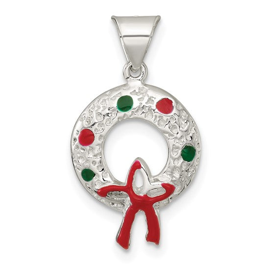Sterling Silver Holiday Wreath Pendant